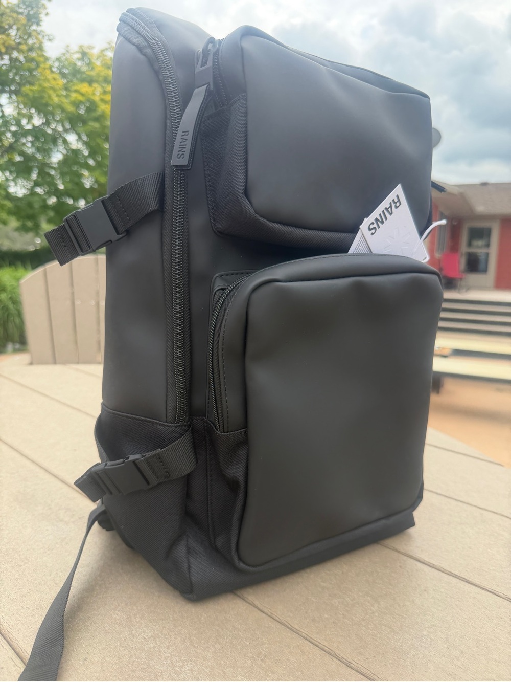RAINS Trail Cargo Backpack W3 Black RFID Waterproof Laptop Bag NWT